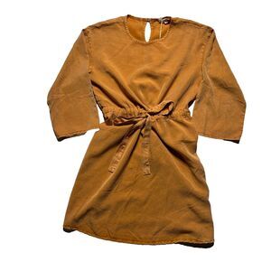 NWT Mododoc Gathered Waist Crew Mini Dress in hard to find Burnt Orange